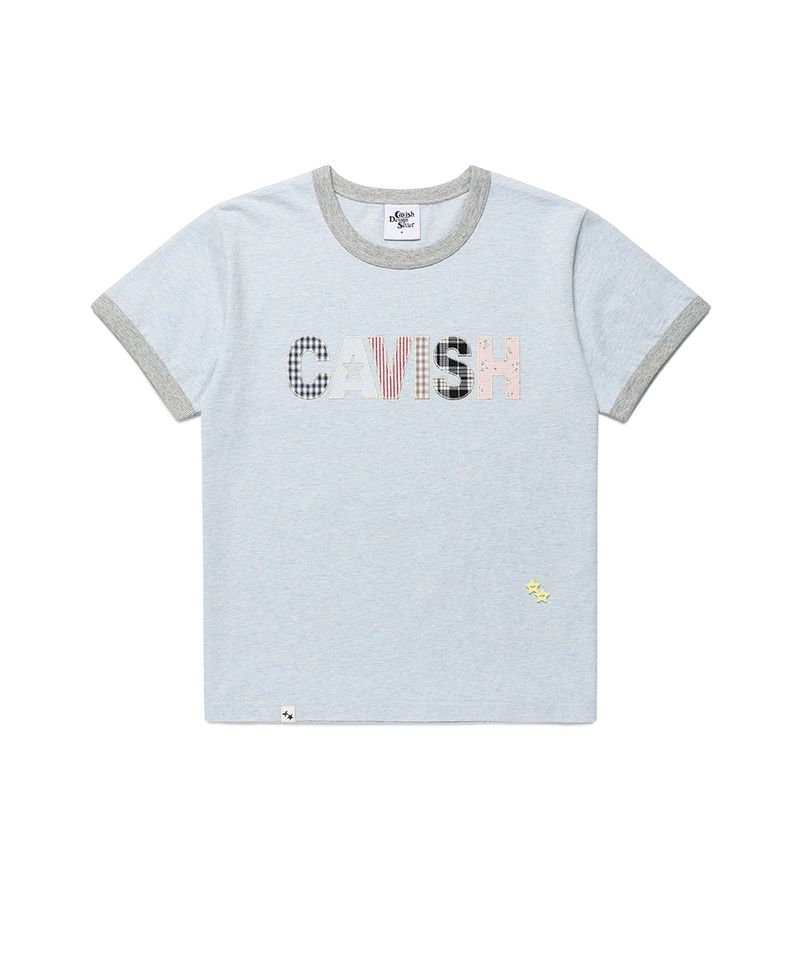 cavish（カビシ）の「CAVISH APPLIQUE RINGER SS TEE BLUE(CV2GMUT509A)（Tops）」