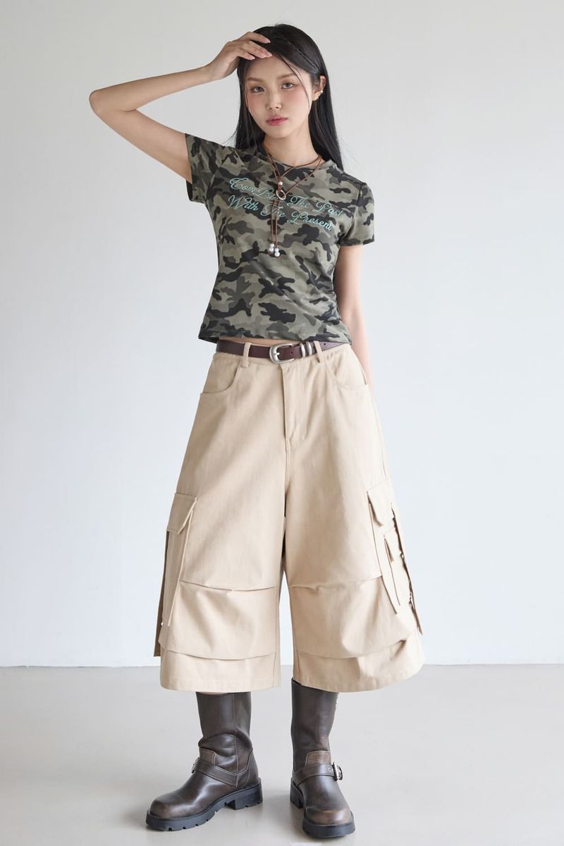 GUBIN（グビン）の「(W) フラップラインパラシュートバミューダパンツ（パンツ）」