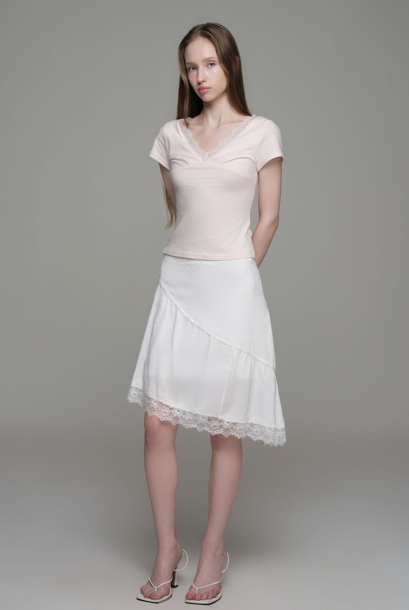 Rose tea lace v top, Pink