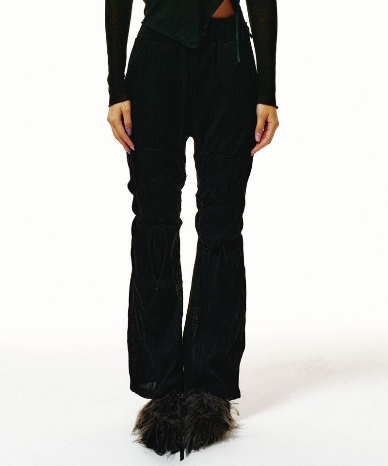 Roseapple（ローズアップル）の「221-WAVE KNIT RIBBON BOOT CUT PANTS（Pants）」