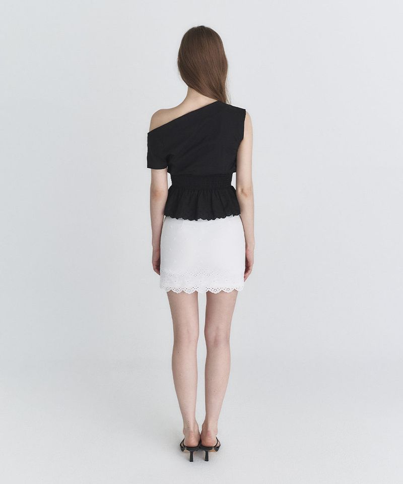 Drape lace blouse (Black)