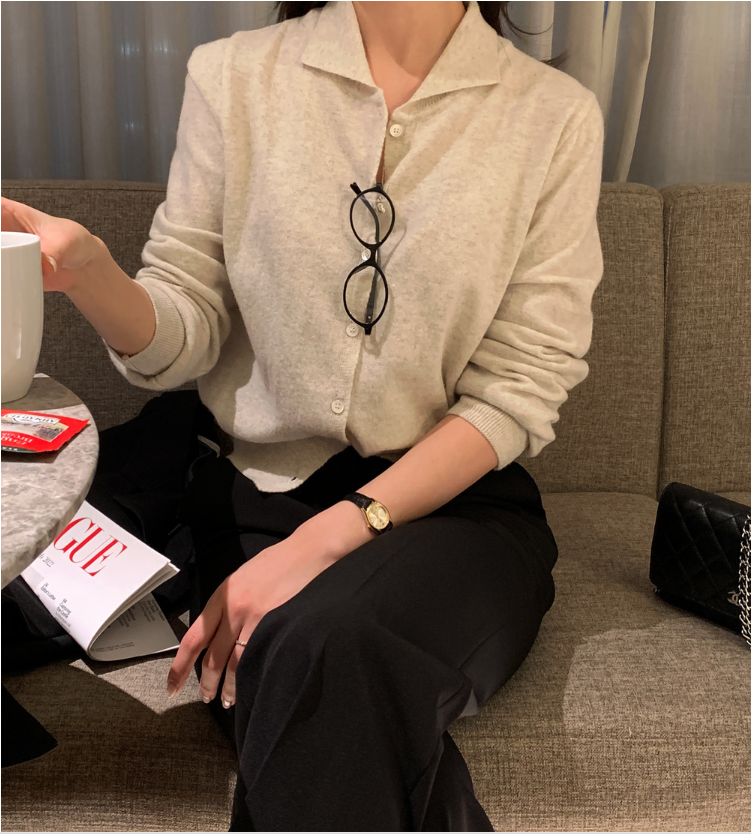 Clent Cashmere Collared Cardigan / 3 colors