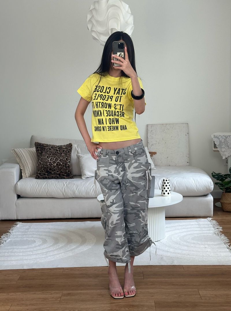 ribbon camo capri pants