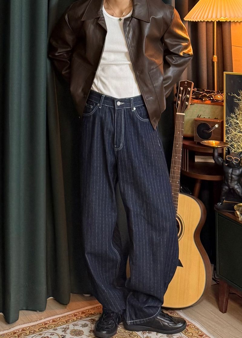 Leather Collar Button Jacket 3COLOR