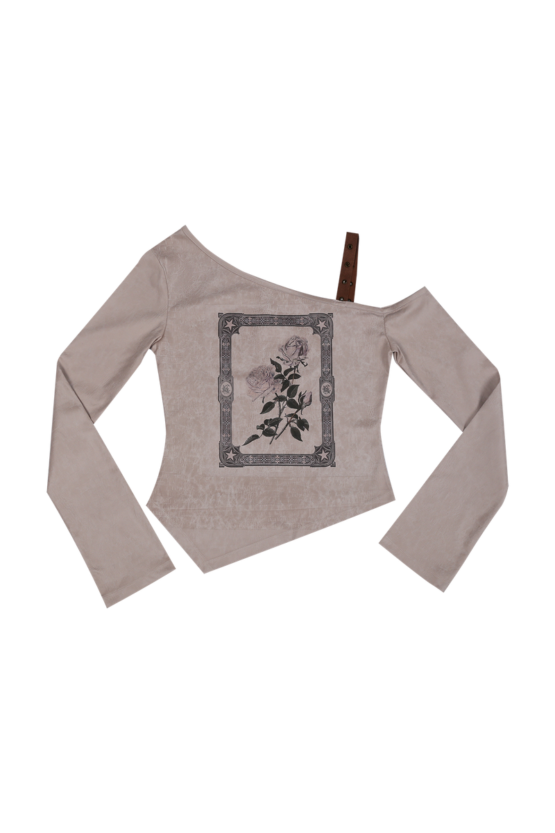 ONE SHOULDER SUEDE TOP #BEIGE