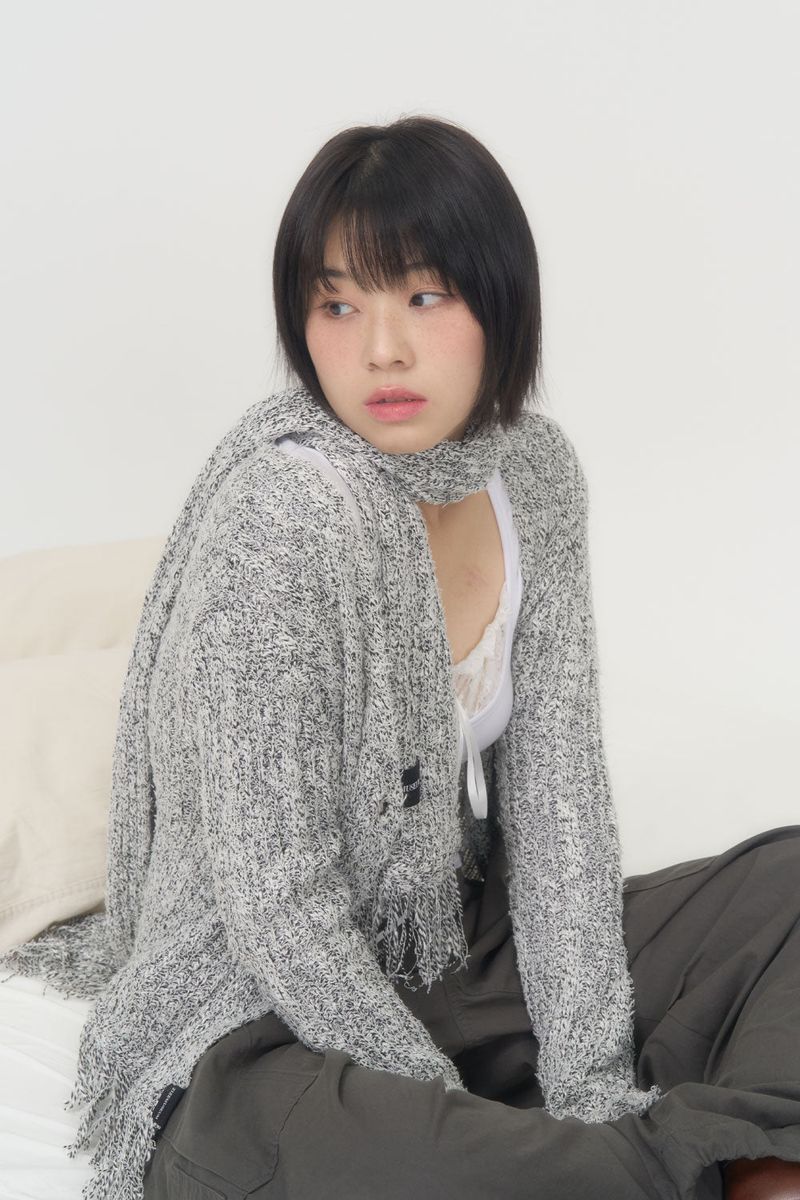 MIX KNIT MUFFLER (GRAY)