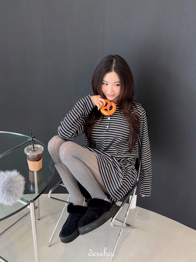 wool fleece stripe strap pumpkin dress