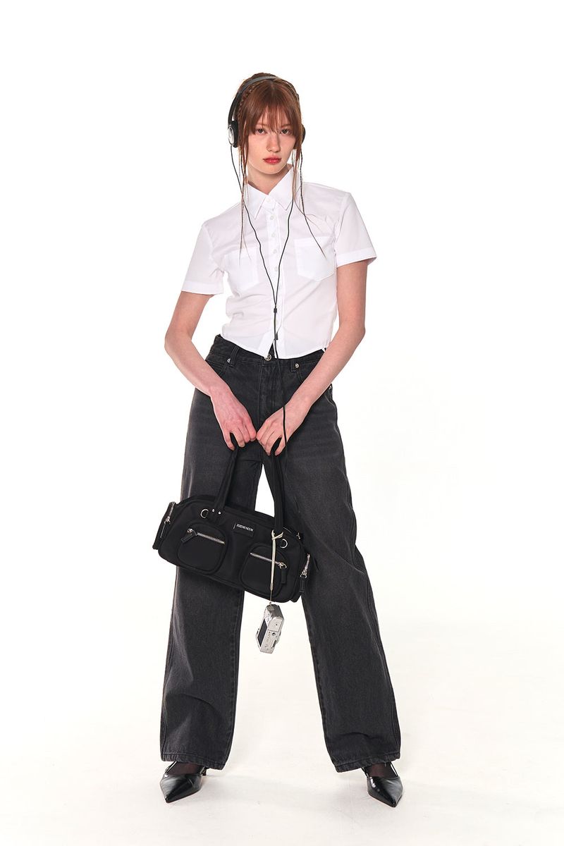 SLIM LINE CROP SHIRTS (WHITE)