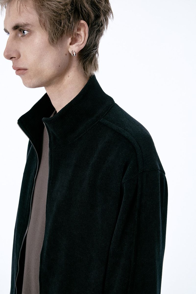 (BASE) MONO KNIT ZIP UP (BLACK)