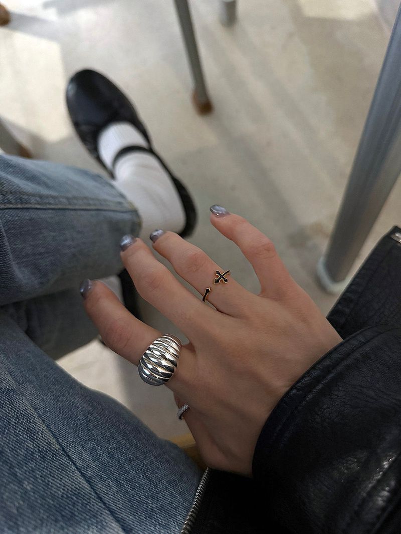 [925silver] Open cross ring (2color)