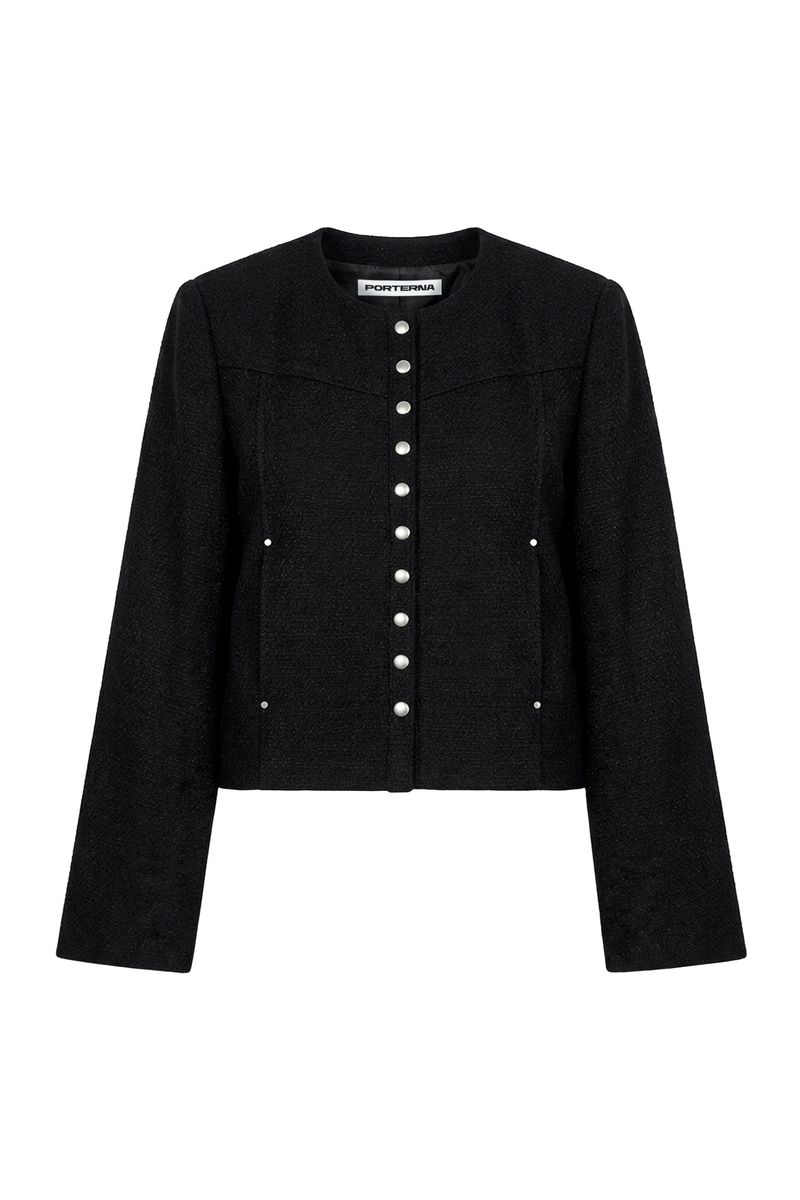 26SS★ TWEED SNAP CROP JACKET