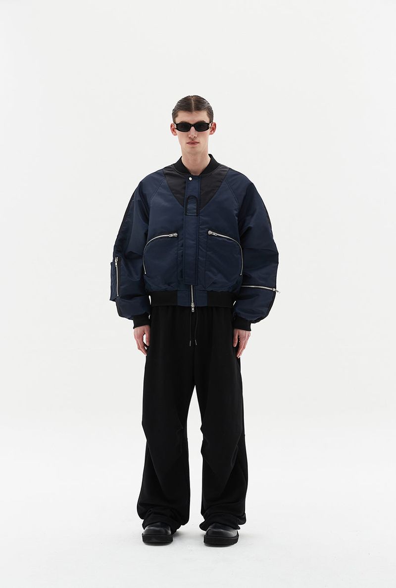 curved pocket bomber jacket