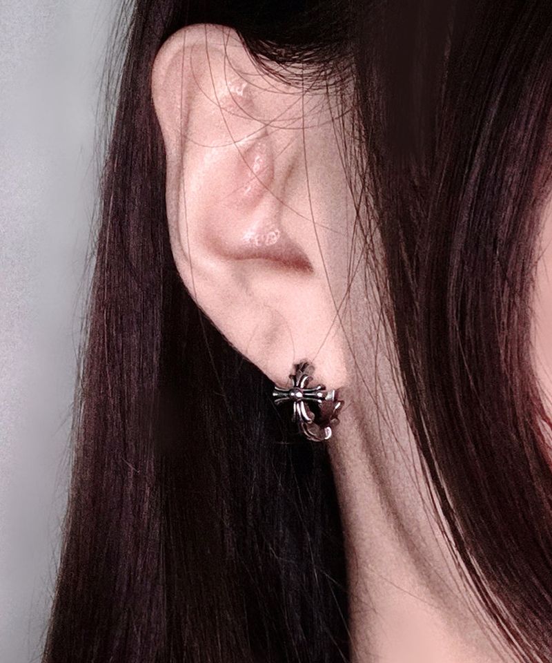 s.steel Cross Shadow One-touch Earring 2pcs