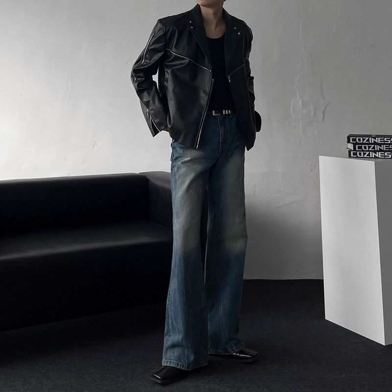 ENOC leather zipper double jacket (2 colors)
