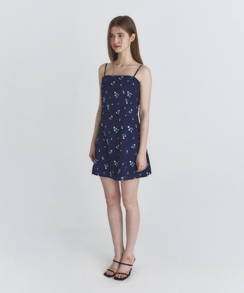 Floral flare dress (Navy)