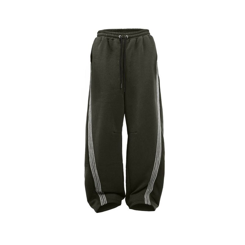 HIERARCHY STUDIOS TMTNW - Olive Green Four Stripes Baggy Pants