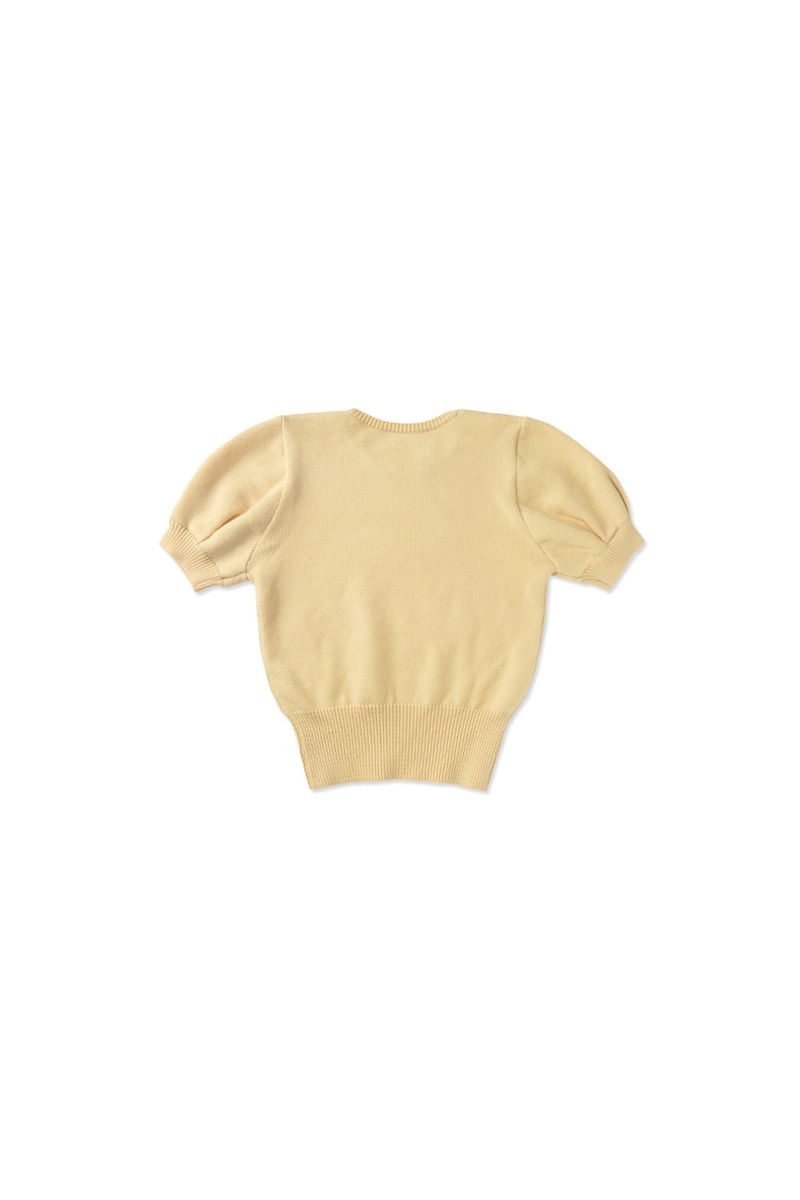 Slim button half knit_butter