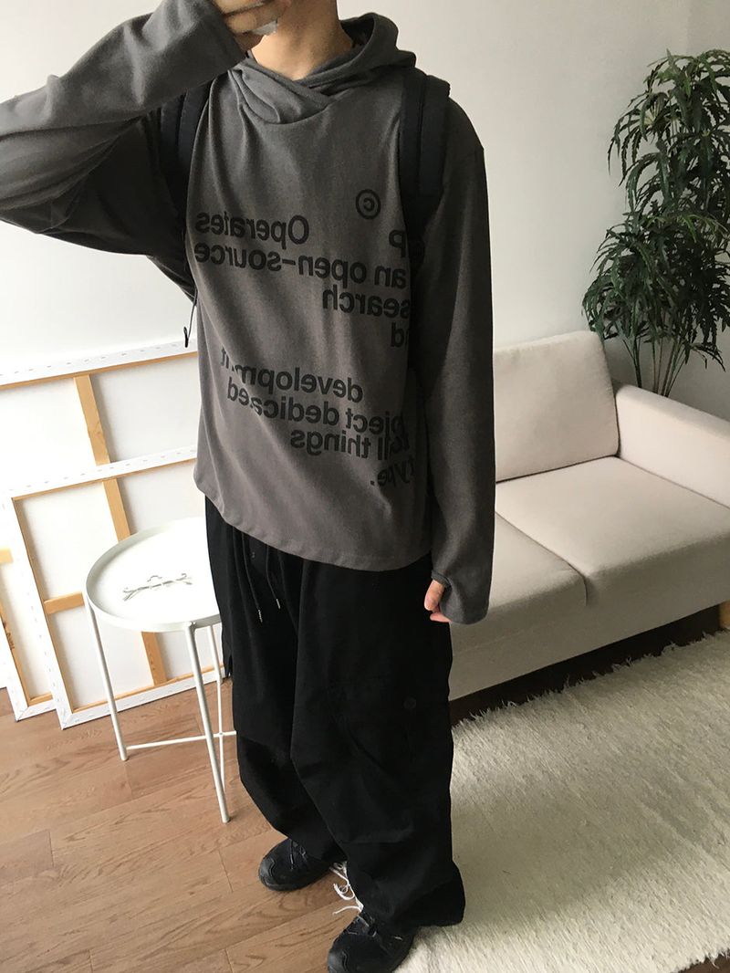オープンレタリングフードロングスリーブ