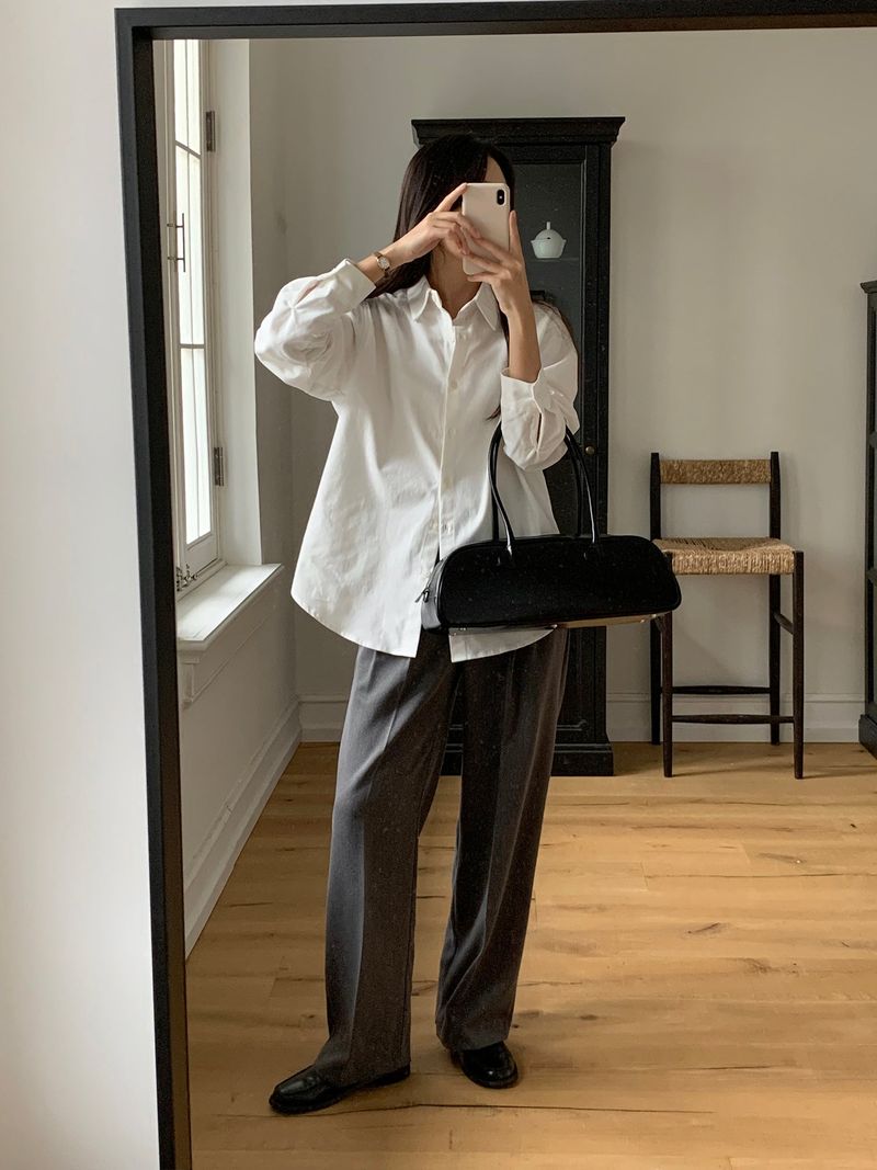 luch wool pintuck wide slacks