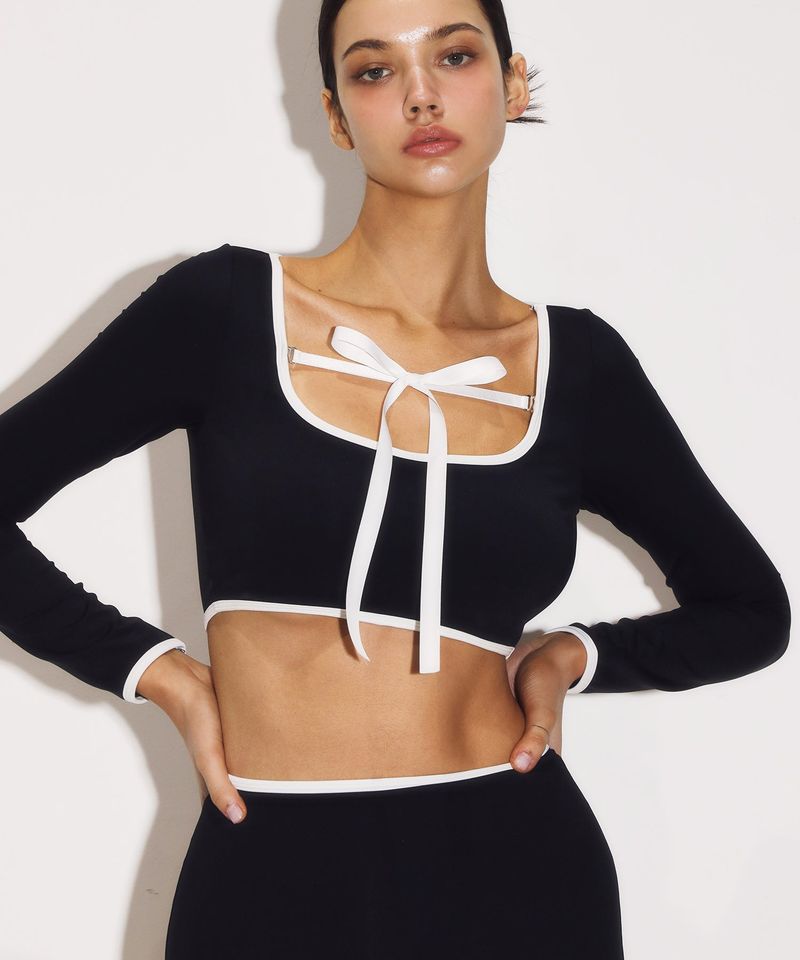 Line Classic Bikini Bra Top BK (Front Ribbon)