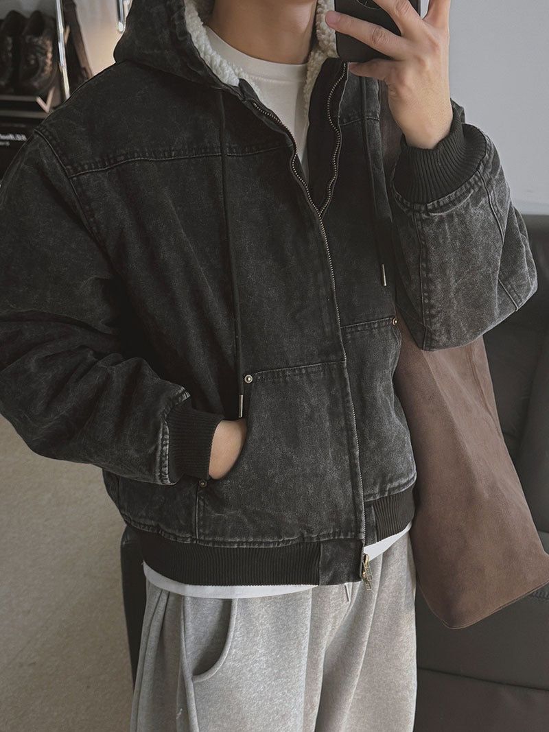 ASCLO(エジュクロ)の「Vintage Washing Inner Boa Hood Zip Up (3color)(Jackets/Outerwear)」