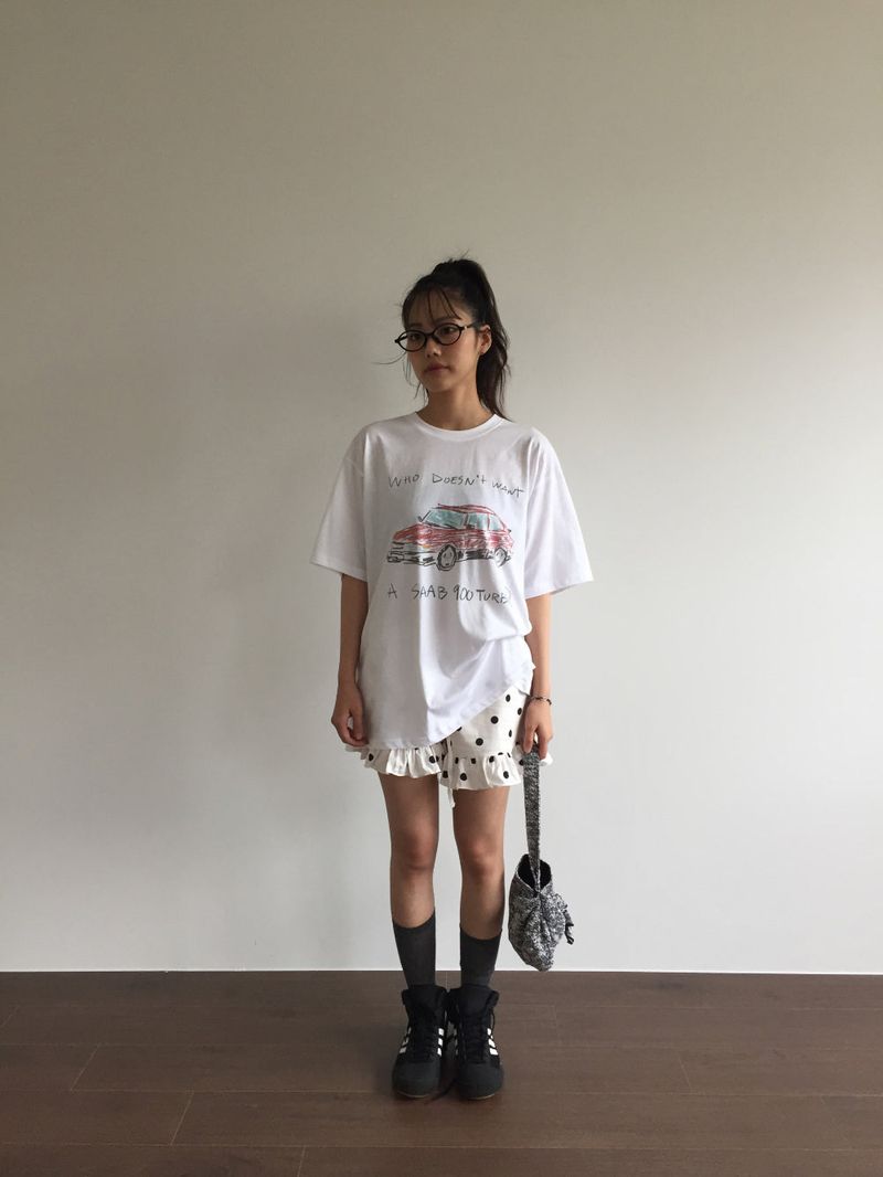 Pu Dot Frill Shorts  (2color)