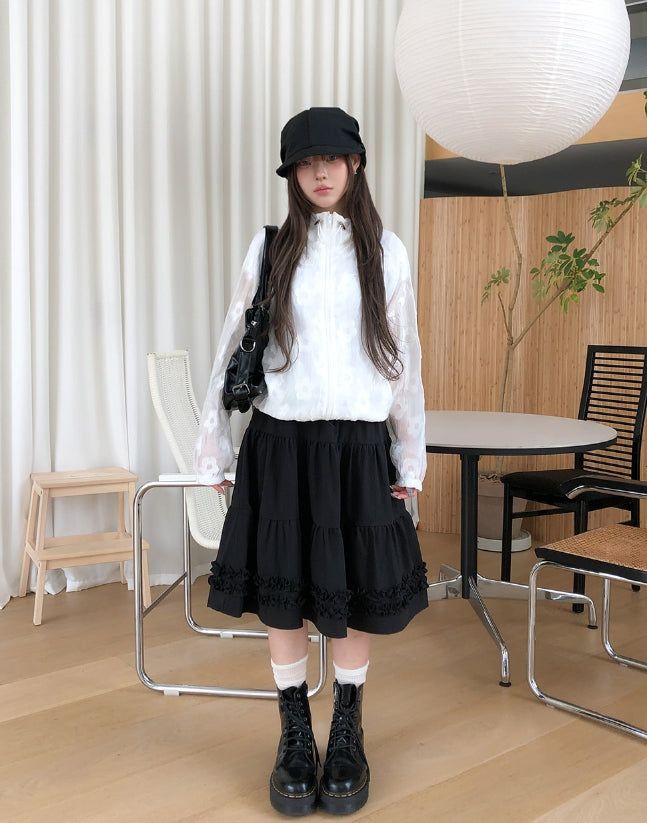 Ropin Flower See-Through Windbreaker Jumper