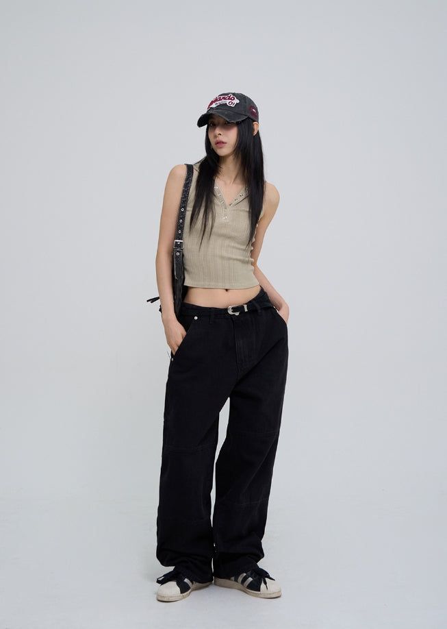 Julie Pig Ribbed Snap Hood Sleeveless