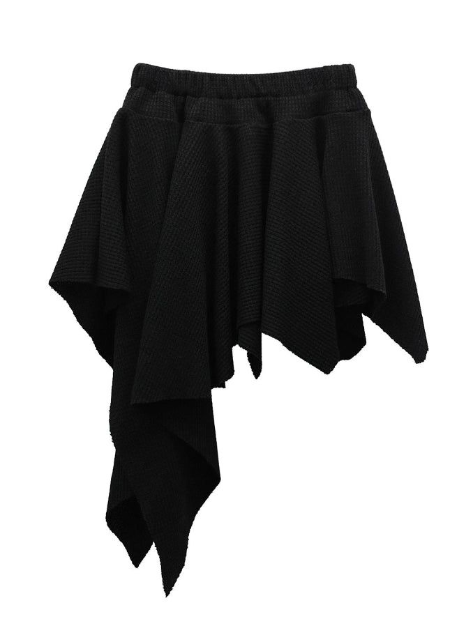 Waffle Unbalanced Flare Skirt
