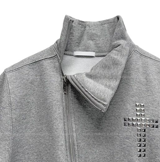 Tay Cross Stud Unbalanced Zip-Up