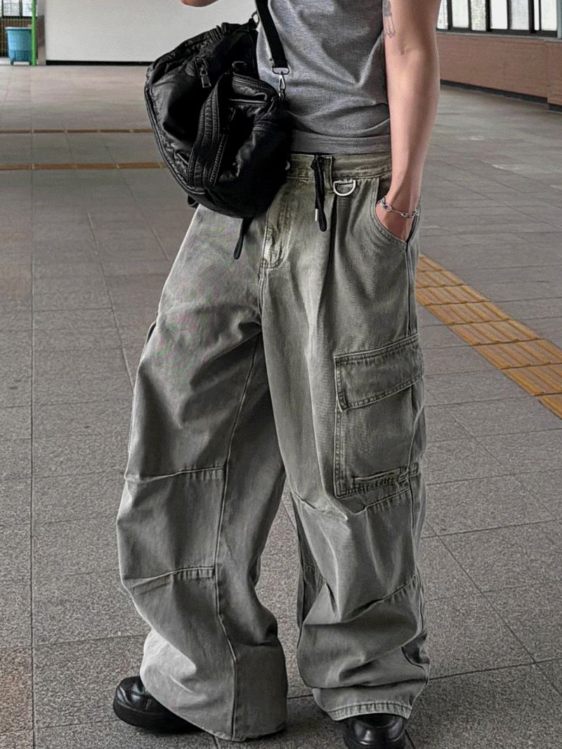 Pinter Aesthetic Raw Denim Keyring Cargo Pants