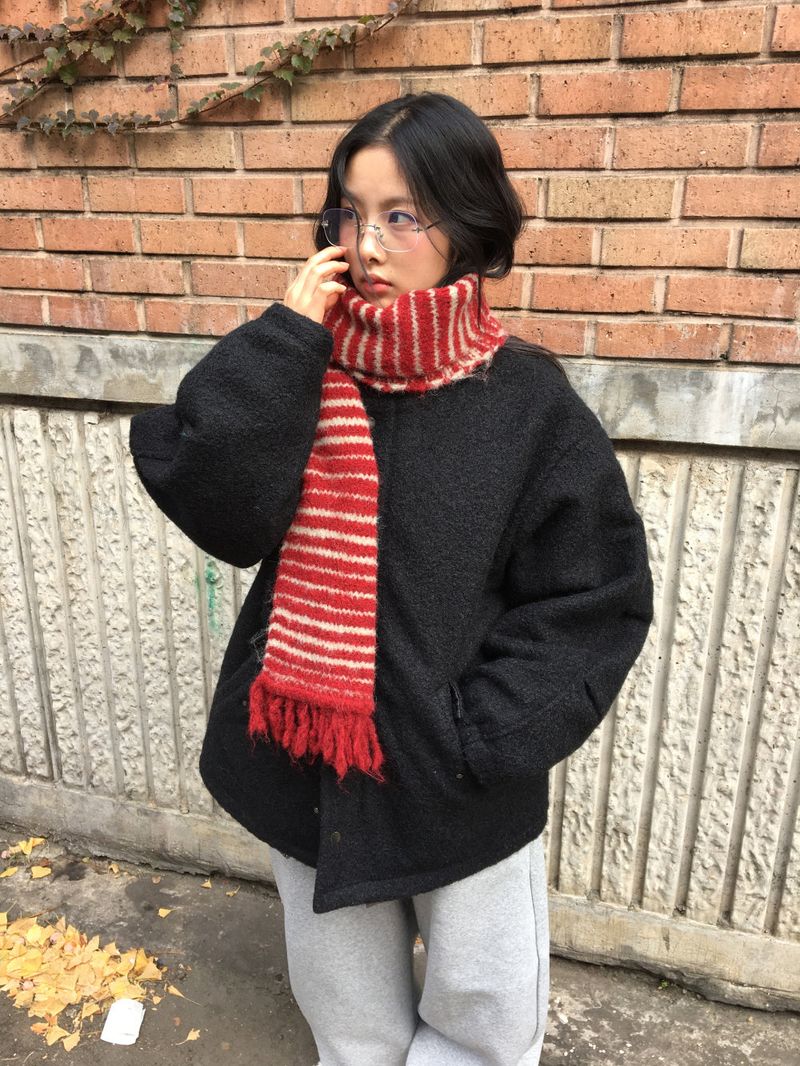 Le Fine Wool Stripe Muffler (4color)