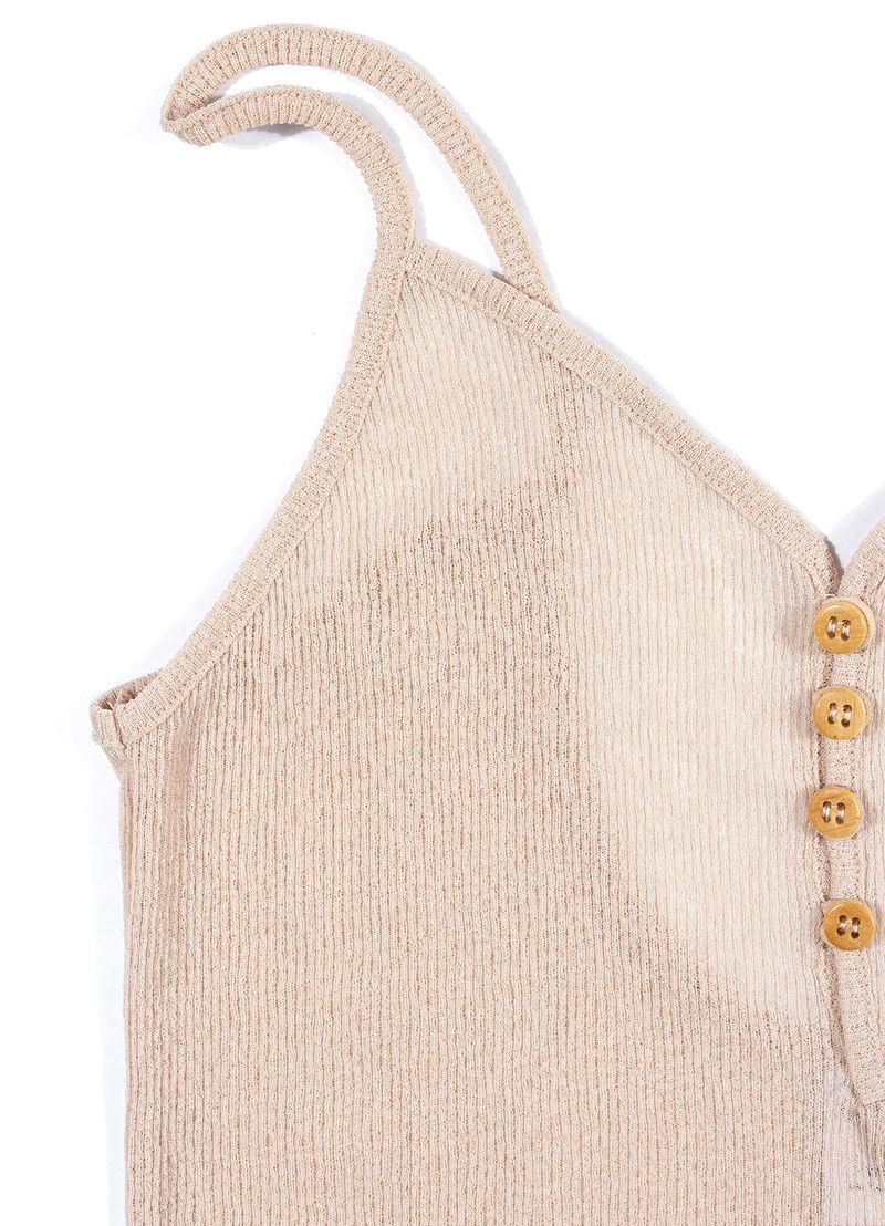 SEETHROUGH BUTTON SLEEVELESS_Beige