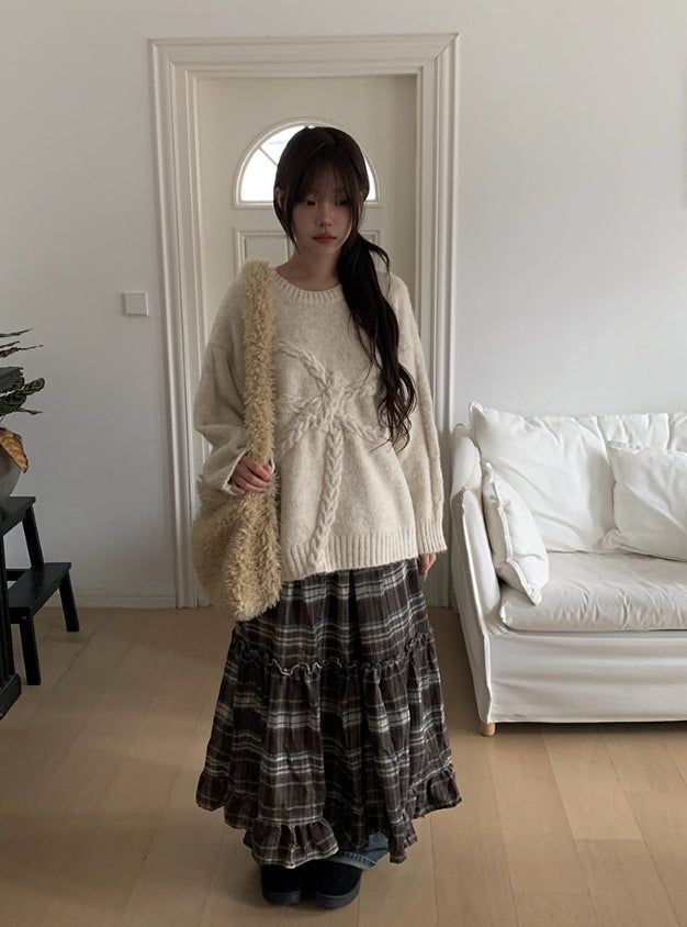 ヒッポチェックフリルティアードロングスカート