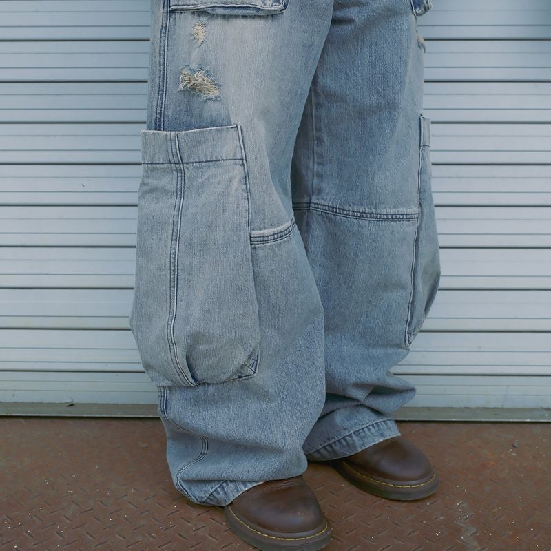 Blunt denim fatigue pants / Washed blue