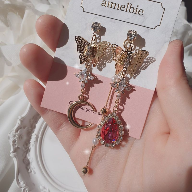 Rosepink Moon Butterfly Earring