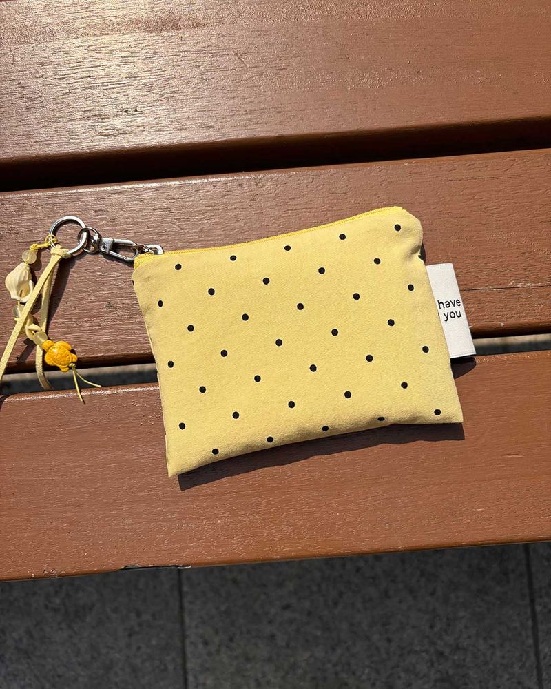 Baby dot flat pouch - yellow , S size