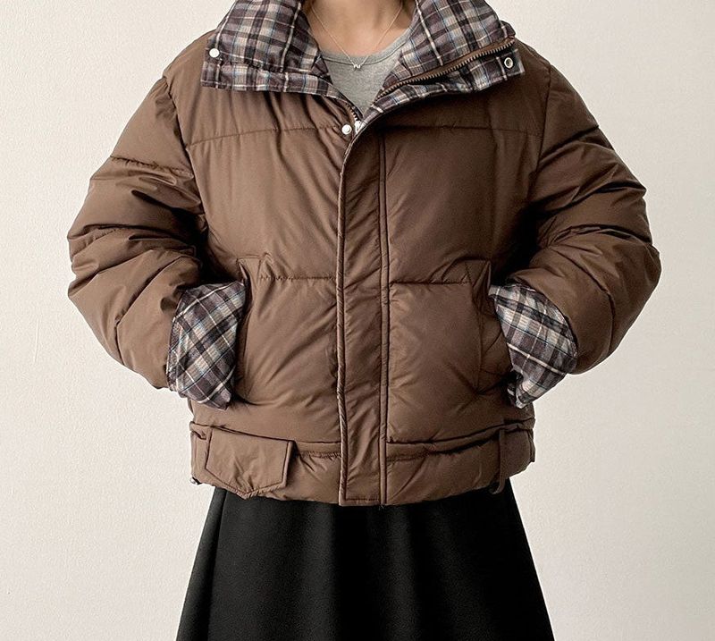 Pomi checkered lining padded jumper