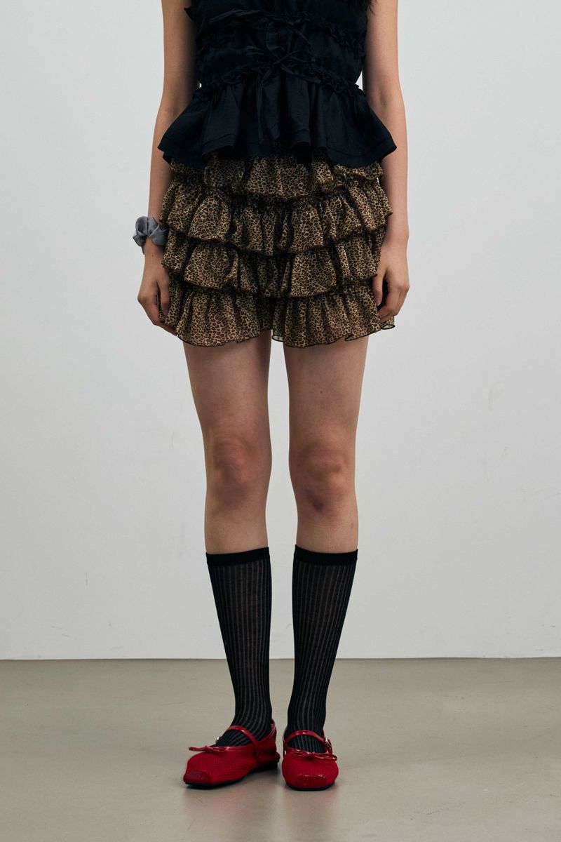 ARIKIM（アリキム）の「LEOPARD CANCAN MINI SKIRT PANTS / BROWN（Skirts）」