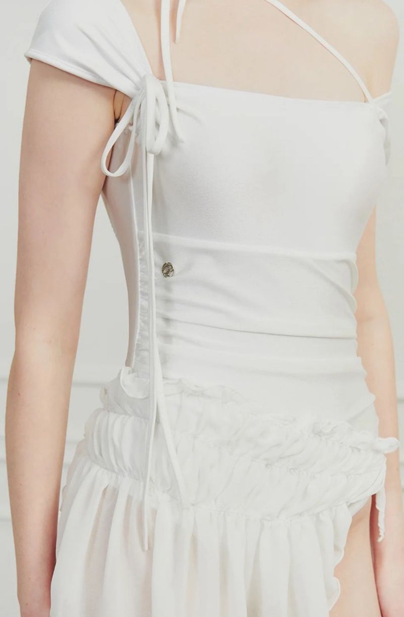 DEW COWL SWIMSUIT white