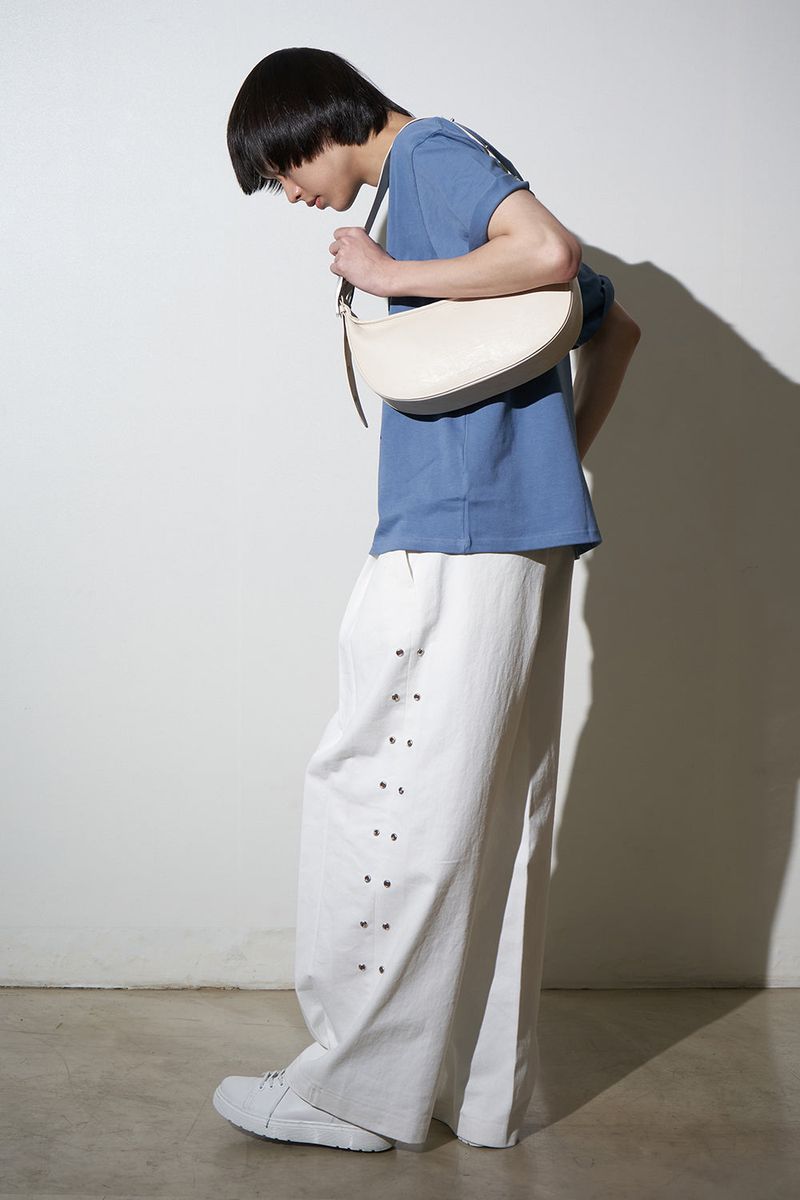 H-Buckle Soft Leather Hobo Bag (ivory)