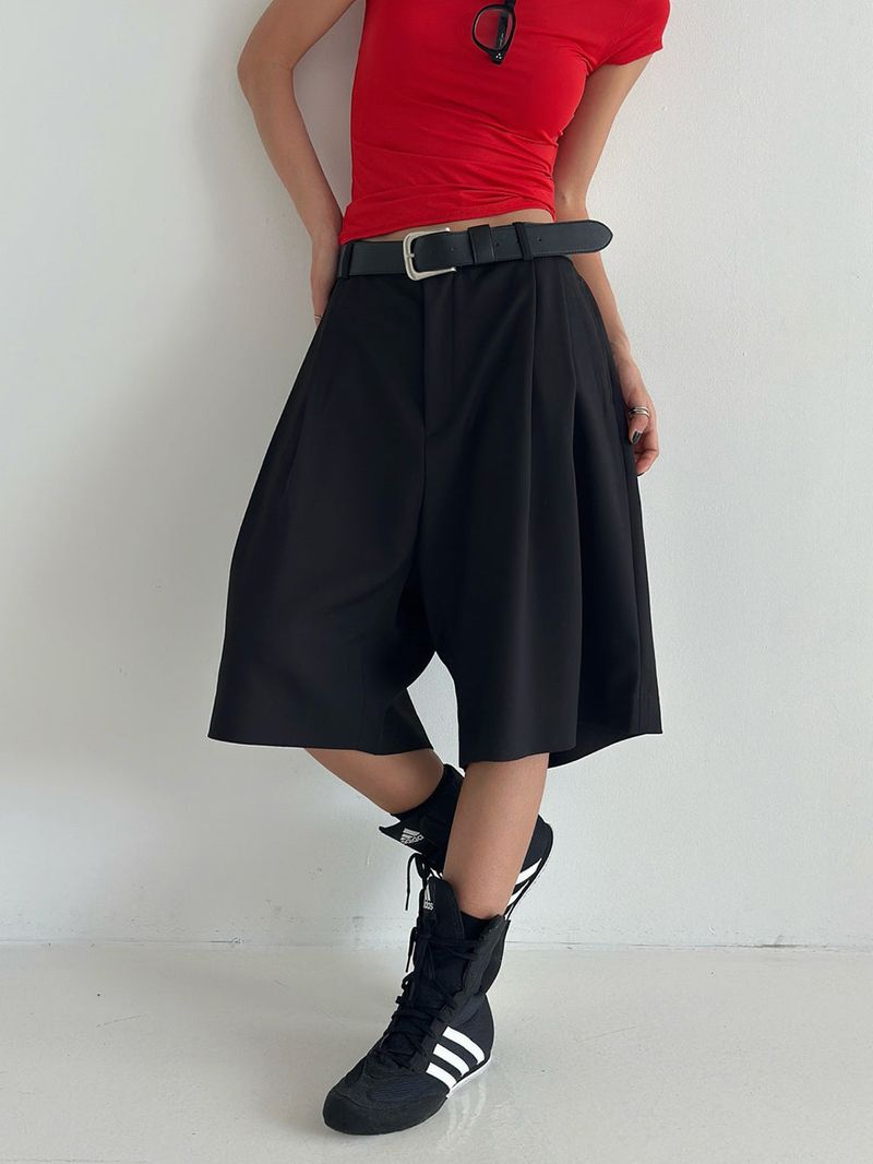 Pleddy Bermuda Tuck Half Slacks (3color)