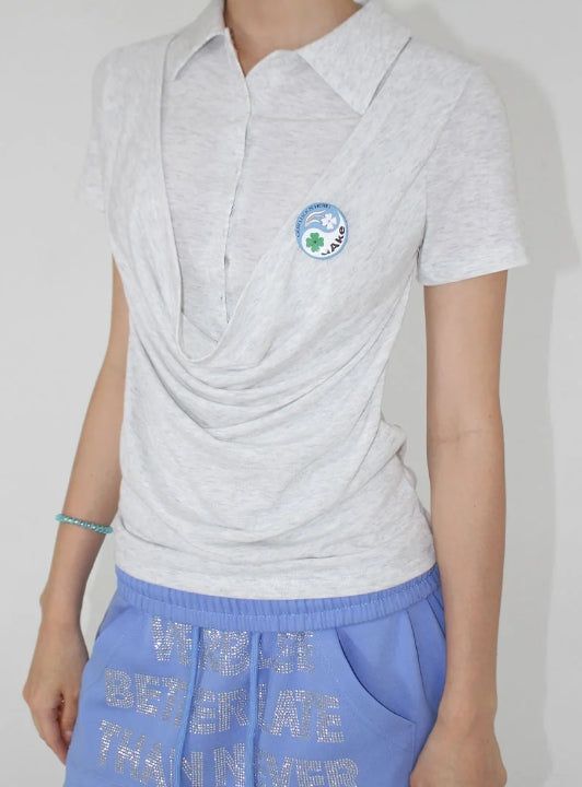 DRAPE LAYERED COLLAR TEE