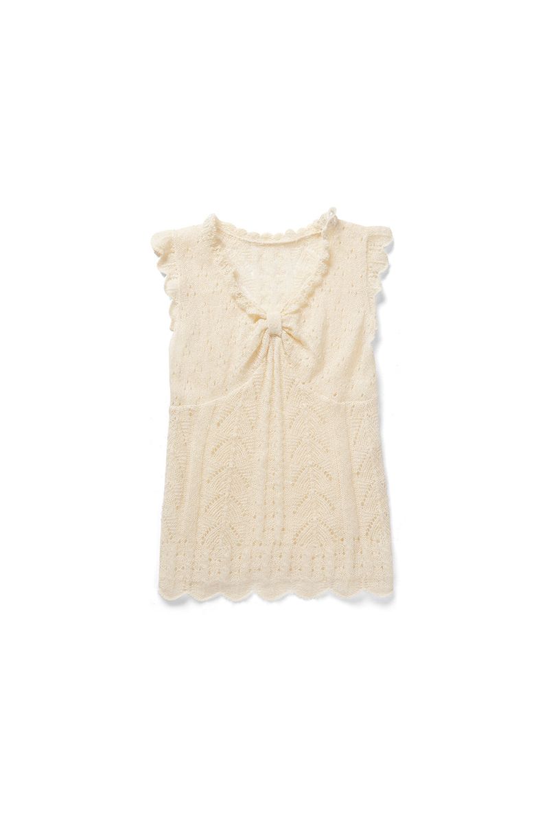 Ribbon sleeveless knit_cream