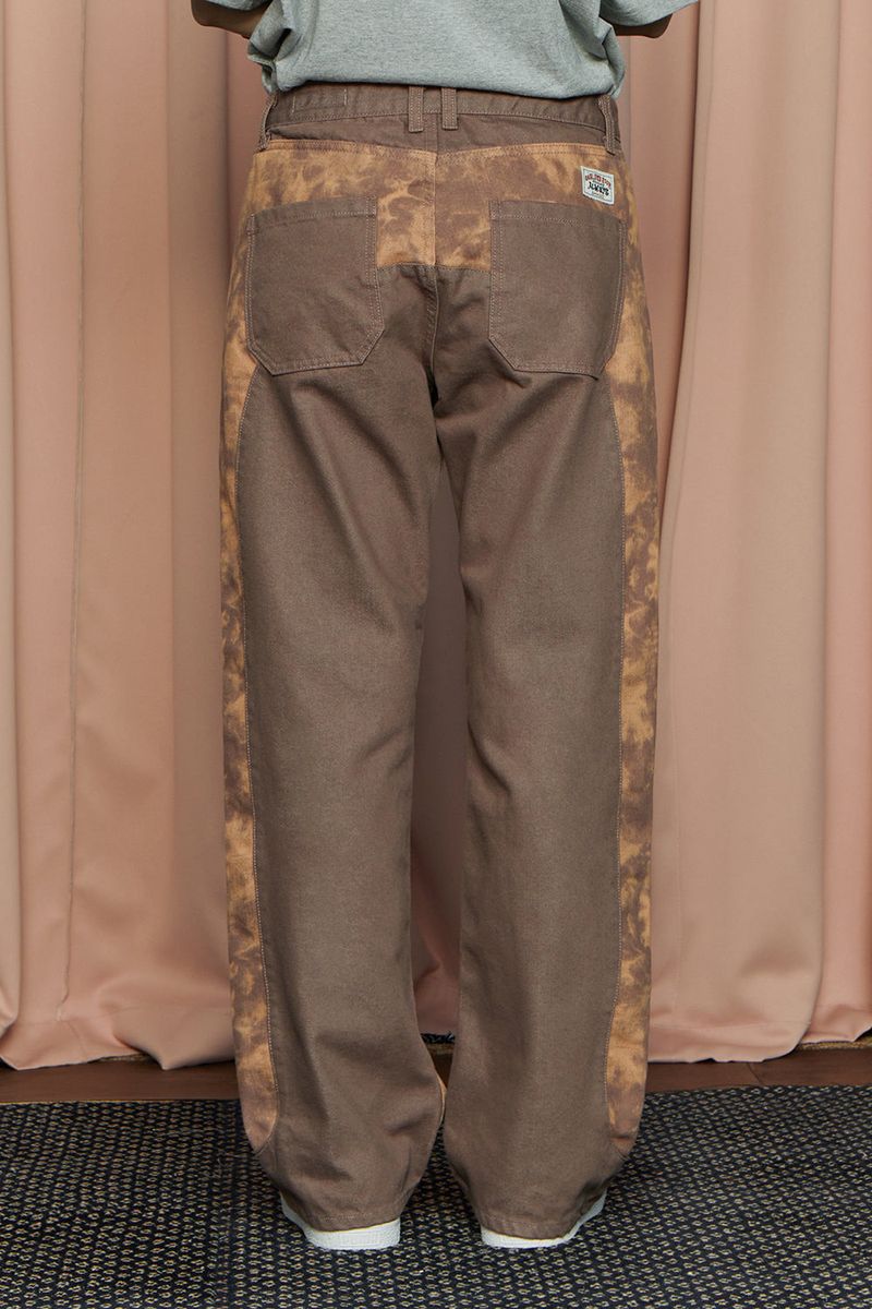TIE-DYE BLOCK DENIM PANTS / BROWN