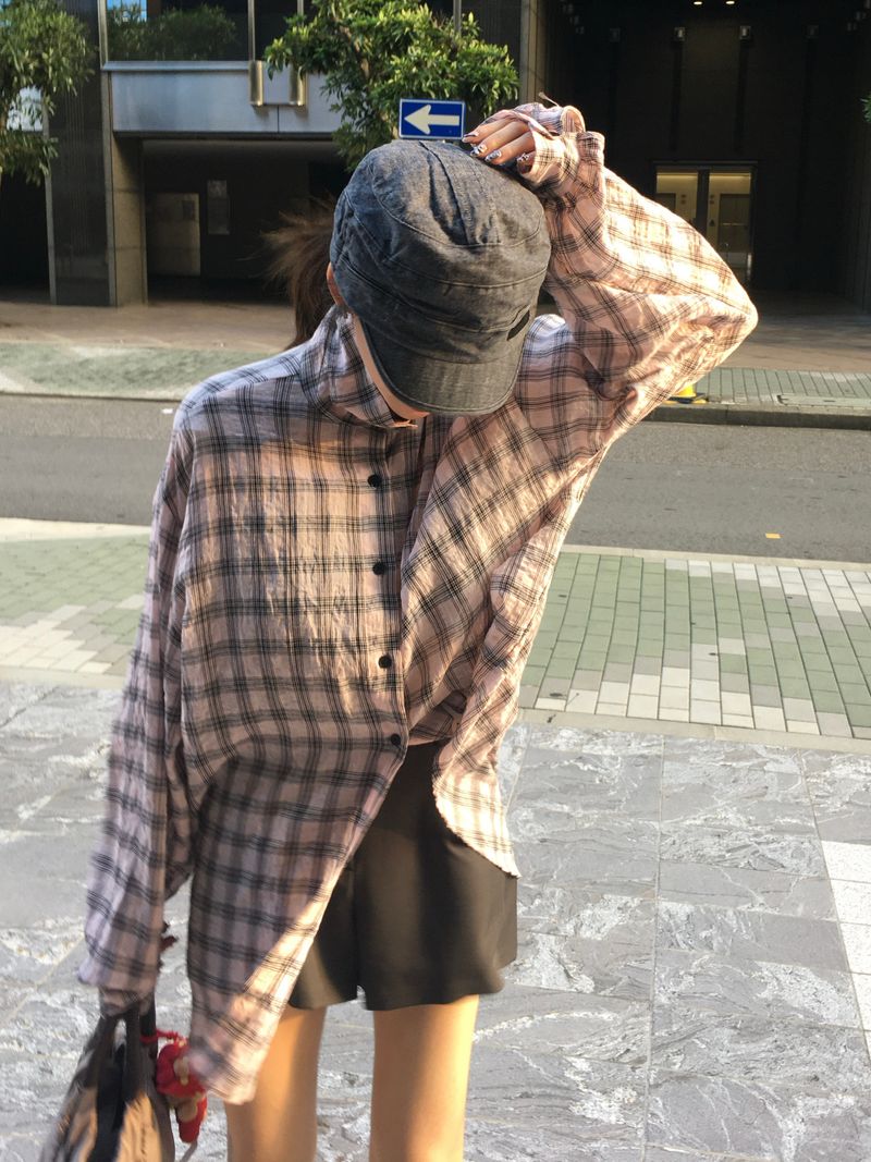 Hyper High-Neck Over Check Shirt (2c)