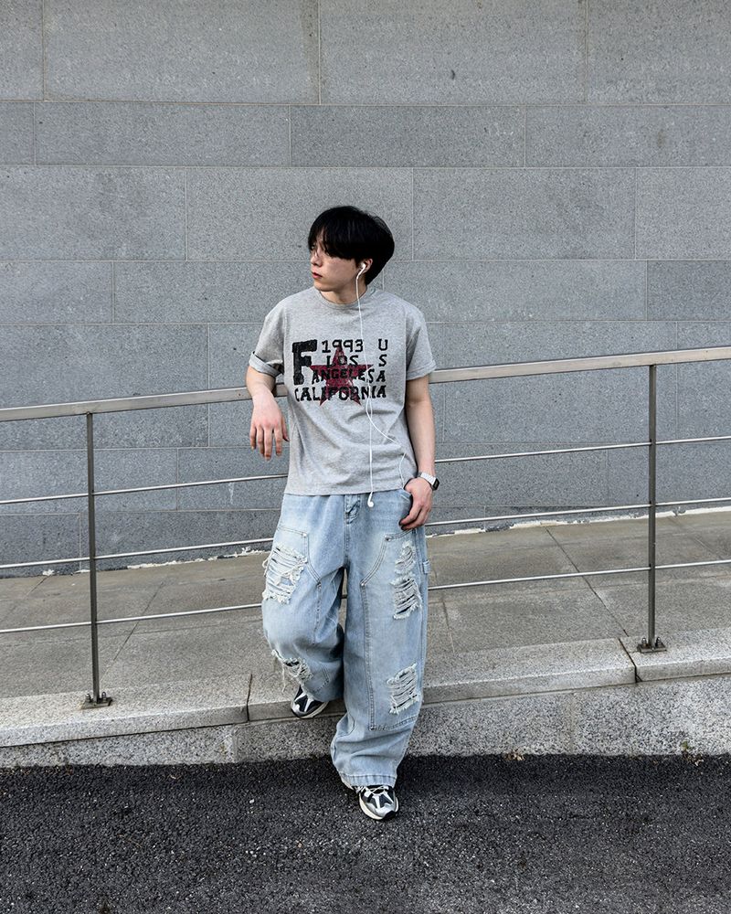 Devon Carpenter Wide Distressed Denim
