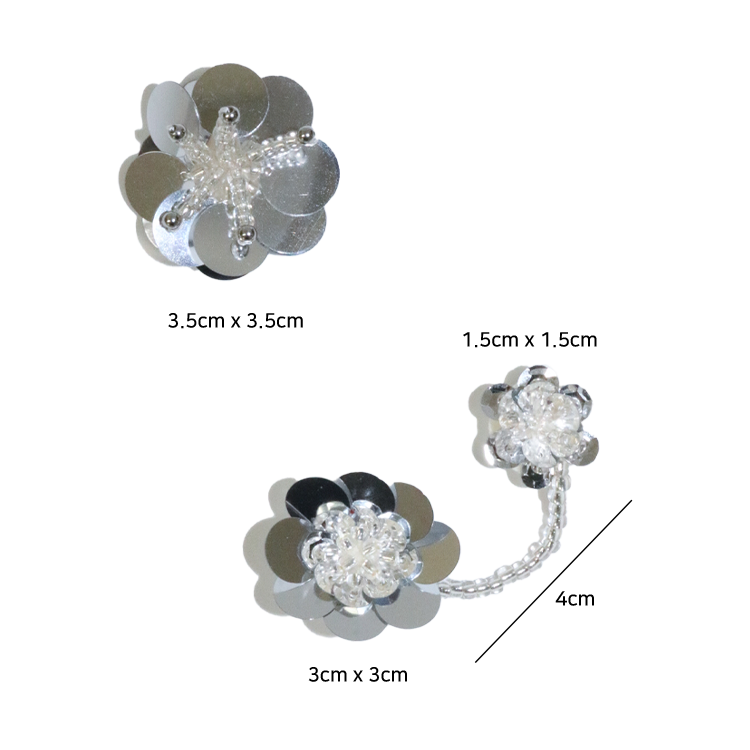 【MADE】dewy flower shoe charm (silver, 3pcs)