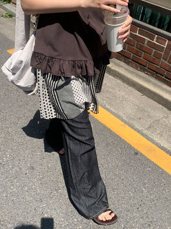 Katahi Pattern Banding Mini Skirt