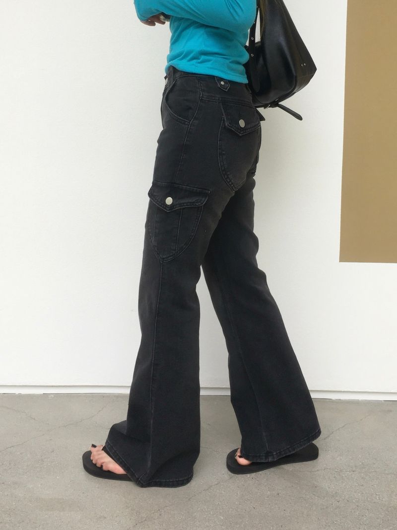 Nomad Washing Multi-Cargo Bootcut Denim Pants (3c)